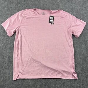 Under Armour UA Tech Vent Shirt Mens 2XL Pink Stripe Short Sleeve Athletic Top